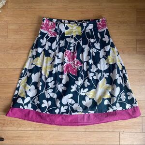 Navy Floral Skirt - Pink Trim - Size 6